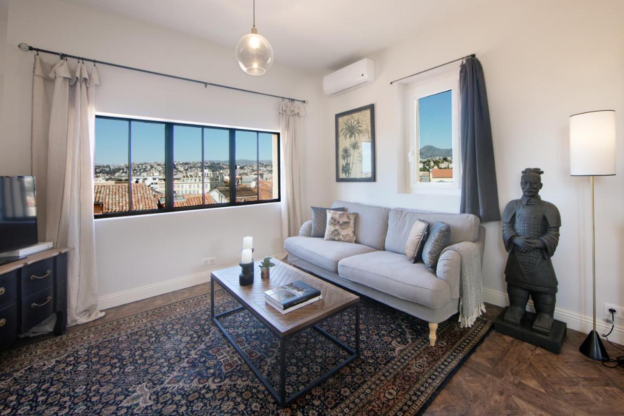 Apartamento Cocoon Loft - Magnifique Loft Sous Toit, Refait A Neuf, Vues Splendides, Clim, Wifi Niza Exterior foto